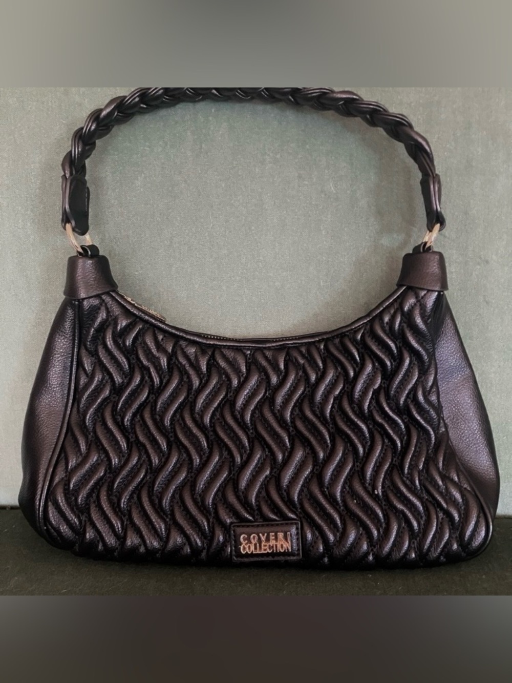 Coveri Collection Black Quilted Shoulder Hobo Bag Made in Italy 🇮🇹